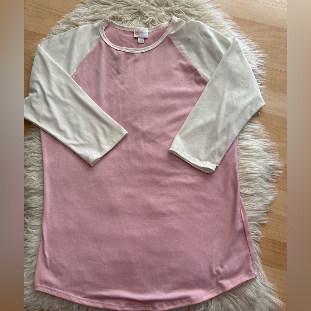 Like New Lularoe Pink and White Randy Tee L